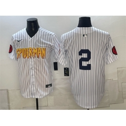 Men New York Yankees X Spider Man  2 Derek Jeter White Limited Stitched Baseball Jersey