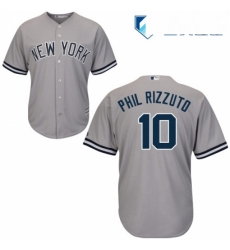 Mens Majestic New York Yankees 10 Phil Rizzuto Replica Grey Road MLB Jersey