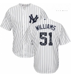 Mens Majestic New York Yankees 51 Bernie Williams Authentic White Team Logo Fashion MLB Jersey