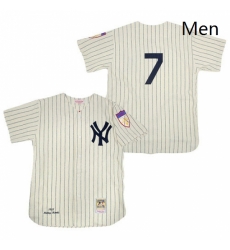 Mens Mitchell and Ness 1951 New York Yankees 7 Mickey Mantle Replica Cream Throwback MLB Jersey