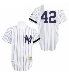 Mens Mitchell and Ness Practice New York Yankees 42 Mariano Rivera Authentic White Throwback MLB Jersey