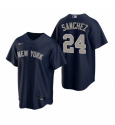 Mens Nike New York Yankees 24 Gary Sanchez Navy Alternate Stitched Baseball Jerse