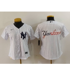 Women New York Yankees White Team Big Logo Cool Base Stitched Jersey 10