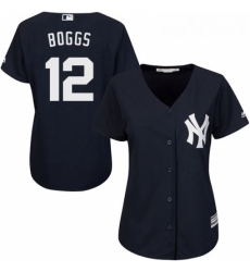 Womens Majestic New York Yankees 12 Wade Boggs Replica Navy Blue Alternate MLB Jersey