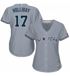 Womens Majestic New York Yankees 17 Matt Holliday Replica Grey Road MLB Jersey