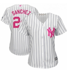 Womens Majestic New York Yankees 24 Gary Sanchez Authentic White Mothers Day Cool Base MLB Jersey