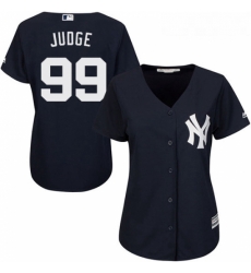 Womens Majestic New York Yankees 99 Aaron Judge Replica Navy Blue Alternate MLB Jersey