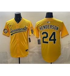 Men Oakland Athletics  24 Rickey Henderson 2026 Yellow Alternate Sacramento Celebrating 125 Years Vapor Limited Stitched Baseball Jersey