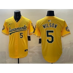 Men Oakland Athletics  5 Jacob Wilson 2026 Yellow Alternate Sacramento Celebrating 125 Years Vapor Limited Stitched Baseball Jersey