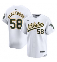 Men Oakland Athletics 58 Paul Blackburn White Home Limited Stitched Jersey