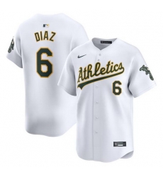 Men Oakland Athletics 6 Jordan Diaz White Home Limited Stitched Jersey