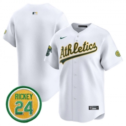 Men Oakland Athletics Blank White 2024 Home Limited With Rickey Henderson Patch Stitched Jersey