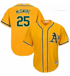 Mens Majestic Oakland Athletics 25 Mark McGwire Replica Gold Alternate 2 Cool Base MLB Jersey