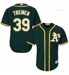 Mens Majestic Oakland Athletics 39 Blake Treinen Replica Green Alternate 1 Cool Base MLB Jersey 