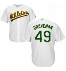 Mens Majestic Oakland Athletics 49 Kendall Graveman Replica White Home Cool Base MLB Jersey 