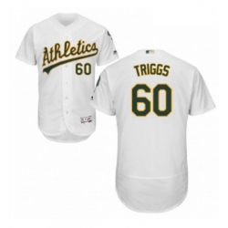 Mens Majestic Oakland Athletics 60 Andrew Triggs White Flexbase Authentic Collection MLB Jersey