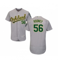 Mens Oakland Athletics 56 Fernando Rodney Grey Road Flex Base Authentic Collection Baseball Jersey