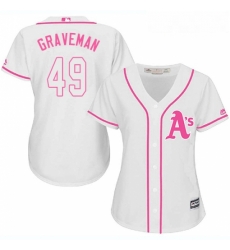 Womens Majestic Oakland Athletics 49 Kendall Graveman Authentic White Fashion Cool Base MLB Jersey Womens Majestic Oakland Athletics 49 Kendall Graveman Authentic White Fashion Cool Base MLB Jersey