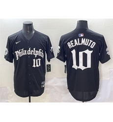 Men Philadelphia Phillies 10 J T  Realmuto Black Gothic Vapor Limited Stitched Jersey