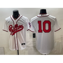 Men Philadelphia Phillies  10 J T  Realmuto White 2026 Field of Dreams Stadium Stitched Baseball Jersey