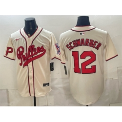 Men Philadelphia Phillies  12 Kyle Schwarber Cream 2026 Field of Dreams Stadium Stitched Baseball Jersey