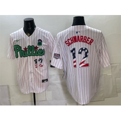 Men Philadelphia Phillies  12 Kyle Schwarber White Phanatic USA 250 Fourth of July Stitched Baseball Jersey