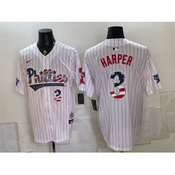 Men Philadelphia Phillies  3 Bryce Harper White 2026 All Star   USA 250 Fourth of July Home Stitched Baseball Jersey