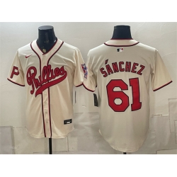 Men Philadelphia Phillies  61 Cristopher Sannchez Cream 2026 Field of Dreams Stadium Stitched Baseball Jersey