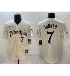 Men Philadelphia Phillies 7 Trea Turner Cream Gothic Vapor Limited Stitched Jersey