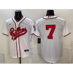 Men Philadelphia Phillies  7 Trea Turner White 2026 Field of Dreams Stadium Stitched Baseball Jersey