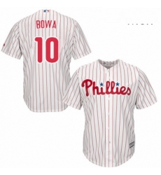 Mens Majestic Philadelphia Phillies 10 Larry Bowa Replica WhiteRed Strip Home Cool Base MLB Jersey 