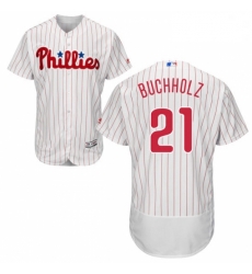 Mens Majestic Philadelphia Phillies 21 Clay Buchholz White Flexbase Authentic Collection MLB Jersey