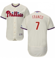 Mens Majestic Philadelphia Phillies 7 Maikel Franco Cream Alternate Flex Base Authentic Collection MLB Jersey