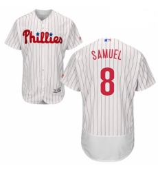 Mens Majestic Philadelphia Phillies 8 Juan Samuel White Home Flex Base Authentic Collection MLB Jersey