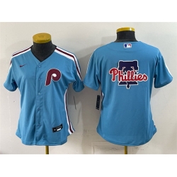 Women Philadelphia Phillies Team Big Logo Blue Stitched Baseball Jersey