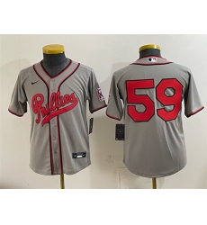 Youth Philadelphia Phillies  59 Jhoan Duran Gray 2026 Field of Dreams Stadium Stitched Baseball Jersey