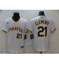 Men Pittsburgh Pirates Roberto Clemente 21 White Mesh Batting Practice Throwback Pullover Nike Jersey