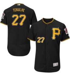 Mens Majestic Pittsburgh Pirates 27 Kent Tekulve Black Alternate Flex Base Authentic Collection MLB Jersey 