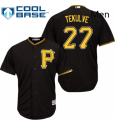 Mens Majestic Pittsburgh Pirates 27 Kent Tekulve Replica Black Alternate Cool Base MLB Jersey