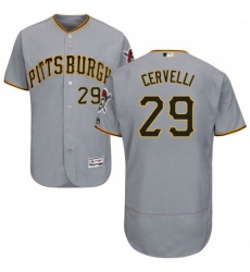 Mens Majestic Pittsburgh Pirates 29 Francisco Cervelli Grey Road Flex Base Authentic Collection MLB Jersey 