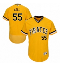 Mens Majestic Pittsburgh Pirates 55 Josh Bell Gold Alternate Flex Base Authentic Collection MLB Jersey