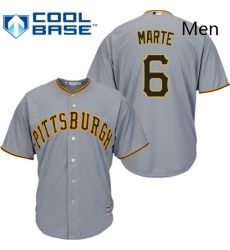 Mens Majestic Pittsburgh Pirates 6 Starling Marte Replica Grey Road Cool Base MLB Jersey