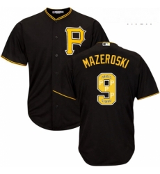 Mens Majestic Pittsburgh Pirates 9 Bill Mazeroski Authentic Black Team Logo Fashion Cool Base MLB Jersey