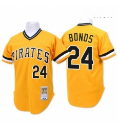 Mens Mitchell and Ness Pittsburgh Pirates 24 Barry Bonds Authentic Gold Throwback MLB Jersey