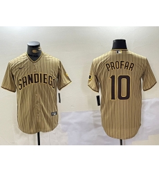 Men San Diego Padres 10 Jurickson Profar Tan Cool Base Stitched Baseball Jersey 6