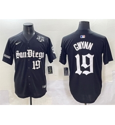 Men San Diego Padres 19 Tony Gwynn Black Gothic Edition Vapor Limited Stitched Baseball Jersey