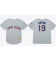 Men San Diego Padres 19 Tony Gwynn Gray 1969 99 Stitched Baseball Jersey