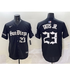 Men San Diego Padres 23 Fernando Tatis Jr  Black Gothic Edition Vapor Limited Stitched Baseball Jersey