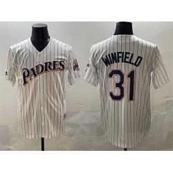 Men San Diego Padres 31 Dave Winfield White Throwback With Patch Cool Base Stitched Jersey