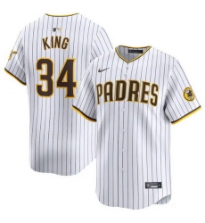 Men San Diego Padres 34 Michael King White 2024 Home Limited Stitched Baseball Jersey